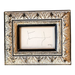 Original Vintage Robert Cooke Miniature Abstract Ink Drawing Vintage Frame For Sale