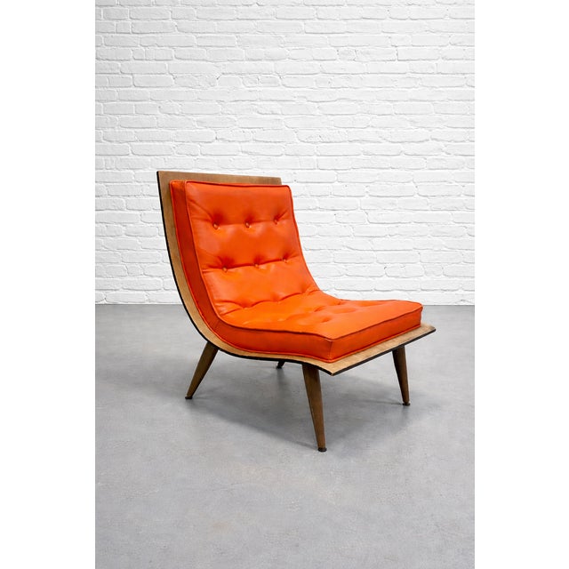 Mid-Century Modern Mid Century Modern Scoop Lounge Chair by Carter Brothers | Orange Tufted Chair, C. 1950's For Sale - Image 3 of 13