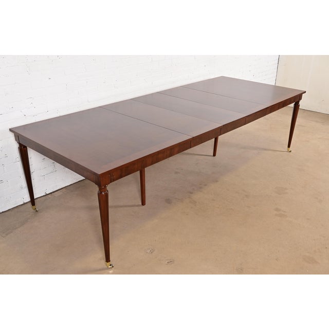 French 1980s Kindel Furniture French Regency Louis XVI Cherry Wood Extension Dining Table, Newly Refinished For Sale - Image 3 of 12