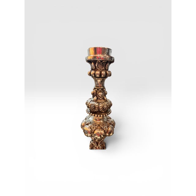 1990s Vintage D’Argenta Silver-Plated Baroque Candlestick, Handcrafted in Mexico For Sale - Image 5 of 6