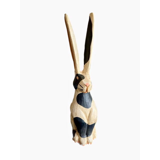 Tall Hand Carved Folk Art Rabbit | Chairish
