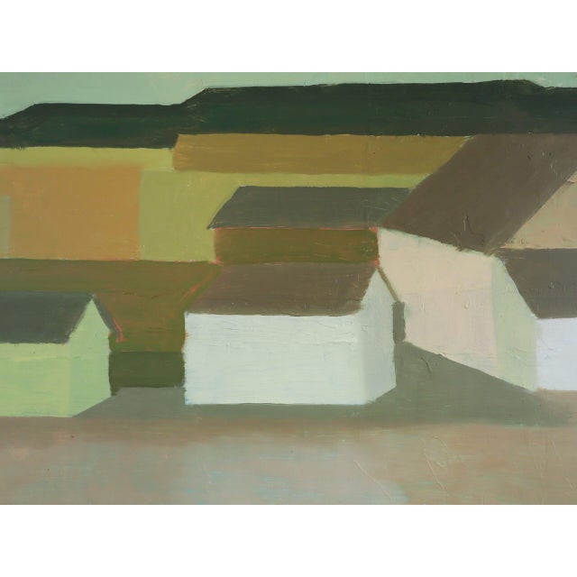 1967 Mid-Century Modern 'Golden Fields' Vintage Swedish Geometric Abstract Landscape Oil Painting, Framed For Sale - Image 14 of 15
