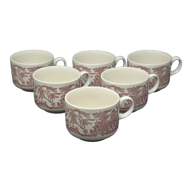 Vintage EnglishMid-Century Modern Churchill Willow English Cottage Mugs-Set of 6 For Sale