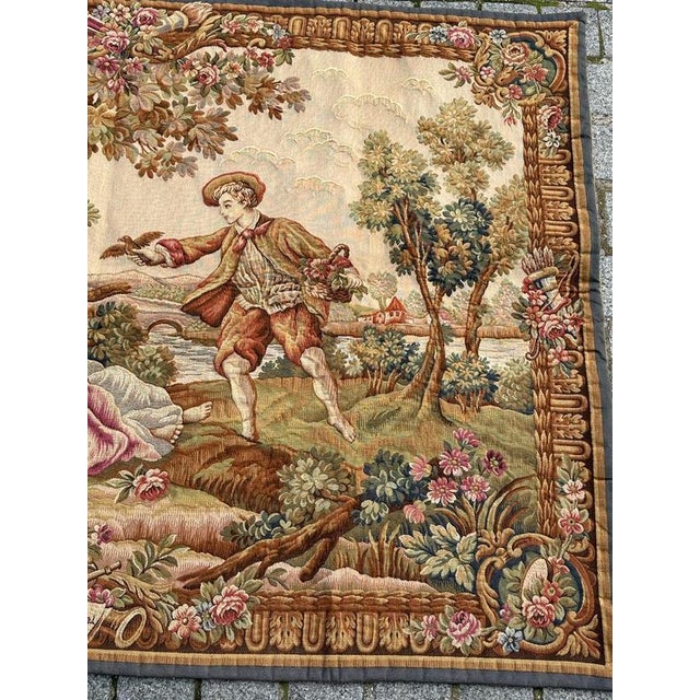 Exceptional mid-20th-century French tapestry woven on Jacquard looms in Halluin stitch with wool and cotton. Inspired by...