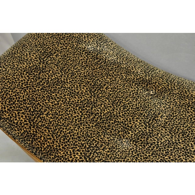 Vintage Italian Hollywood Regency Style Leopard Print Upholstered Window Bench For Sale - Image 9 of 11