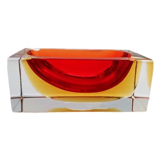 Rectangular Ashtray in Murano Glass by Flavio Poli for Seguso, 1960s For Sale