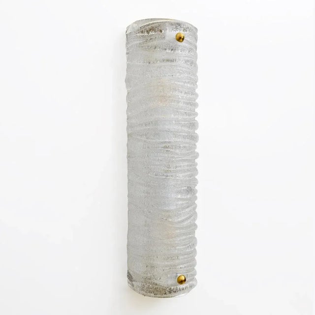 2000 - 2009 Art Decò Brass and Textured Murano Glass Sconces from Barovier & Toso, 2000s, Set of 2 For Sale - Image 5 of 10