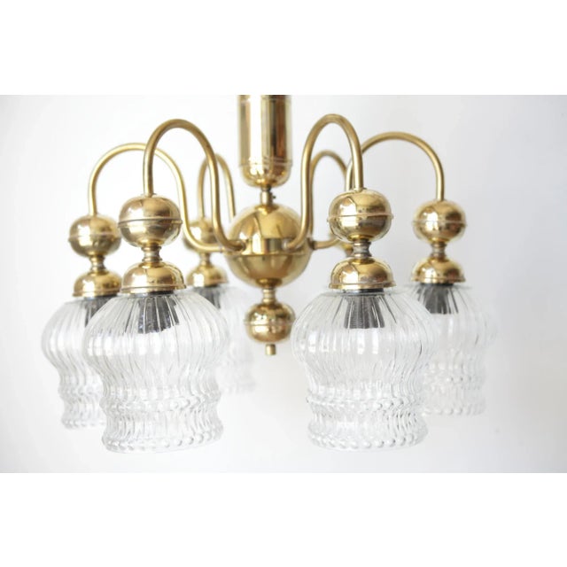 Brass Chandelier from Kamenicky Senov, Czechoslovakia, 1970s For Sale - Image 4 of 14