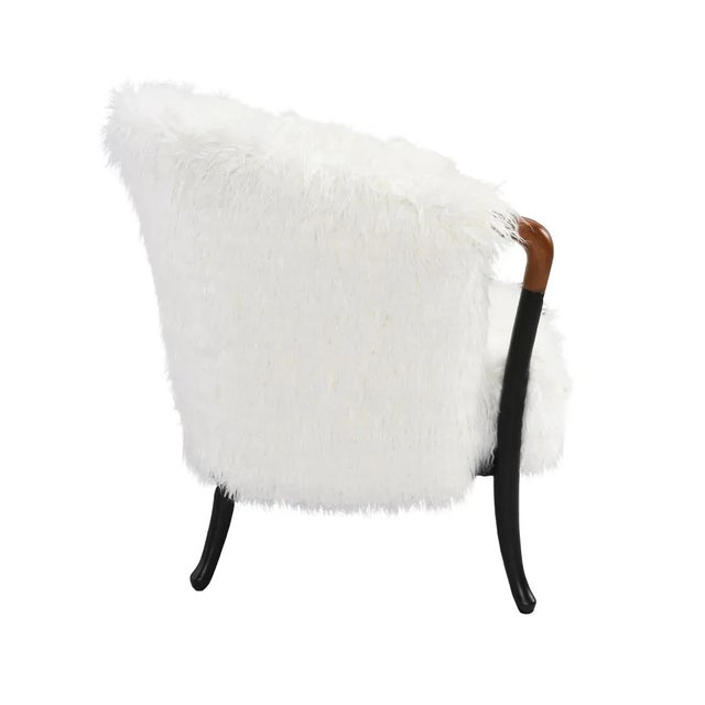 Contemporary White Faux Fur Arm Chair For Sale - Image 3 of 8