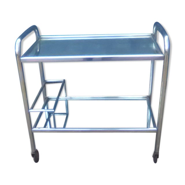 Vintage Chrome Serving Bar Cart For Sale - Image 11 of 11