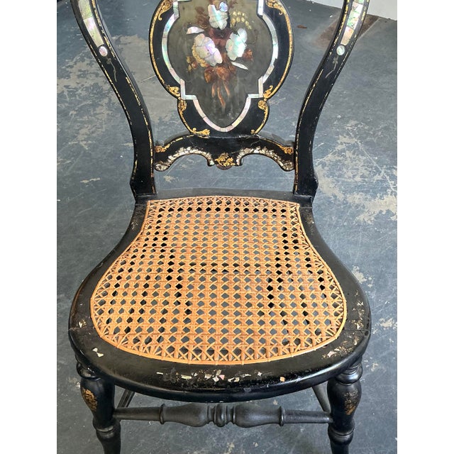 Vintage Paper Mache Inlay Chair For Sale - Image 9 of 12