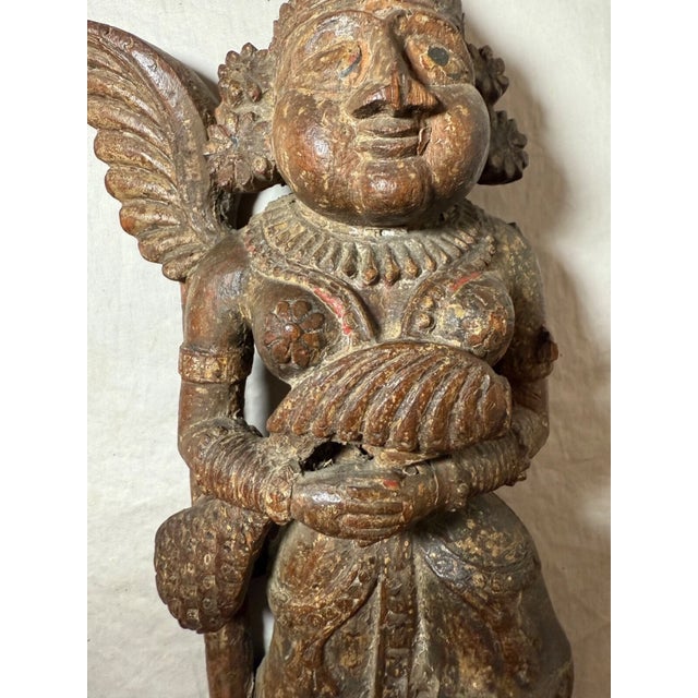 Antique 1700's India Polychromed Goddess Sculpture Figure Architectural Salvage For Sale In New York - Image 6 of 10