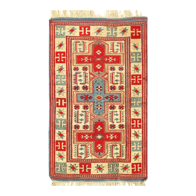Multi Color Fine Hand Knotted Vintage Turkish Rug 2'6'' X 4'2'' For Sale