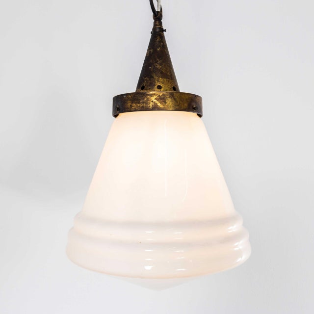 Gold Conical Opaline Pendant Lamp, 1950s For Sale - Image 8 of 10