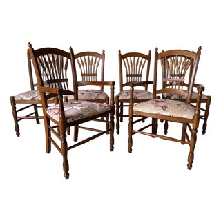 Vintage Italian Country French Provincial Wheat Sheaf Back Dining Chairs – Set of 6 For Sale