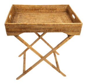 Artifacts Rattan Butler Tray Table in Honey Brown - 25.5"