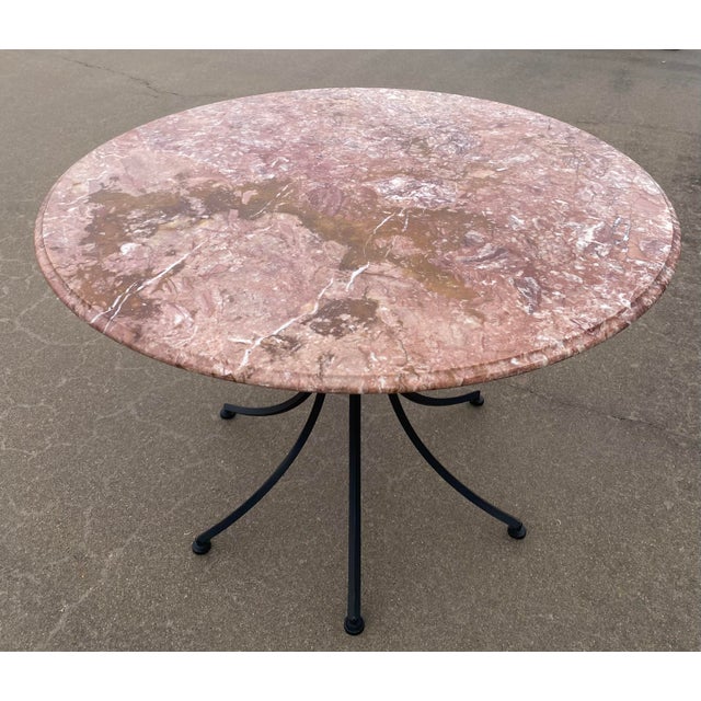 Cleo Baldon Pink Marble Granite Dining Table Iron Base For Sale - Image 10 of 12