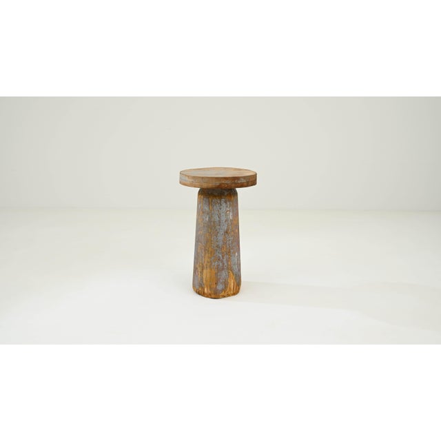 Embrace the authentic character of this 20th-century Czech wooden stool, a delightful piece that showcases the passage of...