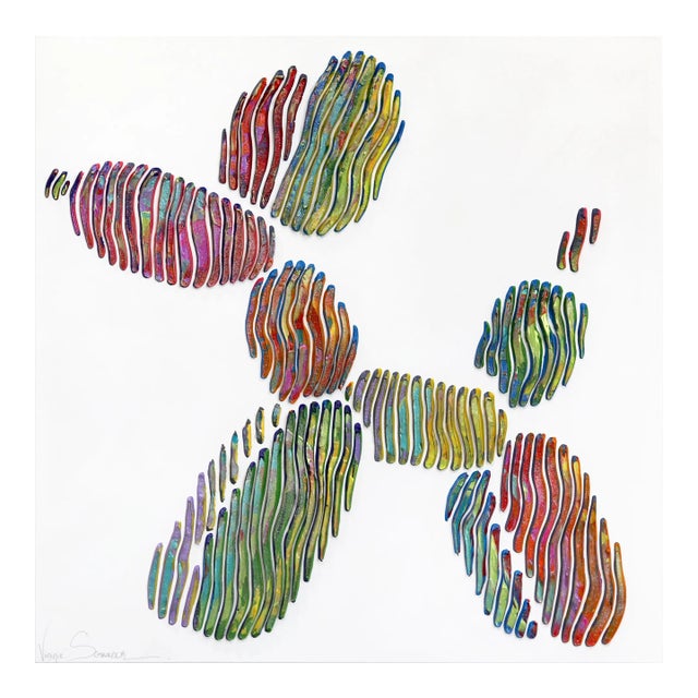 Dog Balloon Iconic Forever - Minimalist Abstract 3d Textural Colorful Painting Original Artwork by Virginie Schroeder For Sale
