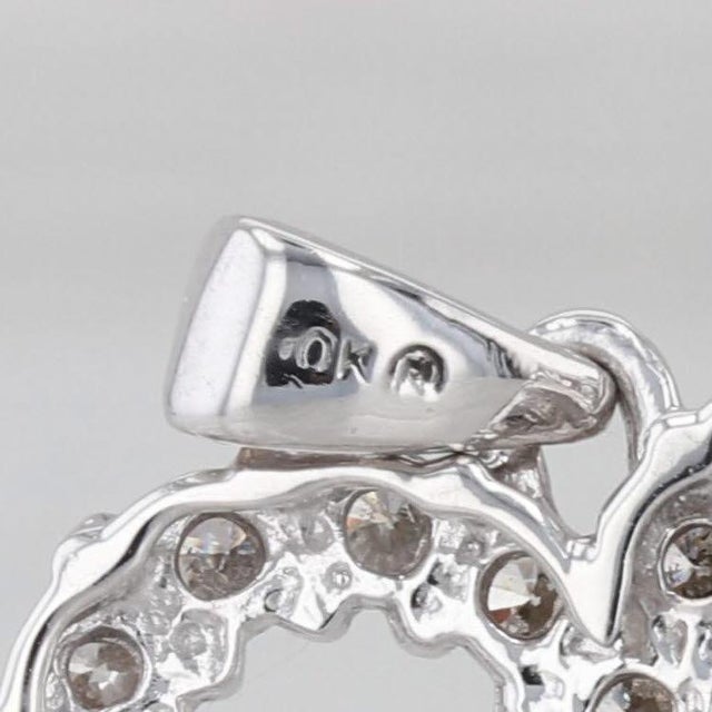 Mid 20th Century 0.73ctw Diamond Open Heart Pendant 10k White Gold For Sale - Image 4 of 5