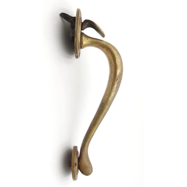 Pair of Vintage Cast Brass Door Pulls For Sale - Image 6 of 7