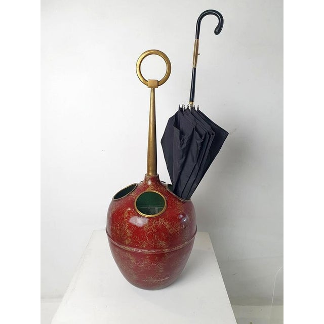 Gold Mid-Century Modern Umbrella Stand in Brass and Aluminum, Italy, 1950s For Sale - Image 8 of 9