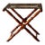 Vintage French Beechwood and Tapestry Folding Luggage Rack Nailhead Detail For Sale