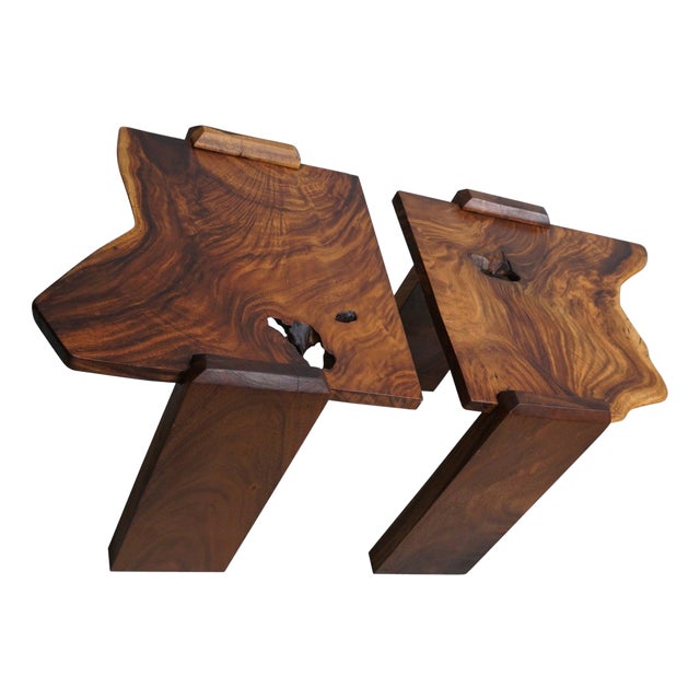 Vintage Natural Coffee Tables in Walnut, Ca 1970/1980 For Sale