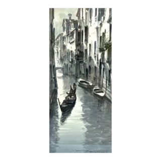 Watercolor Painting of Venetian Canal For Sale
