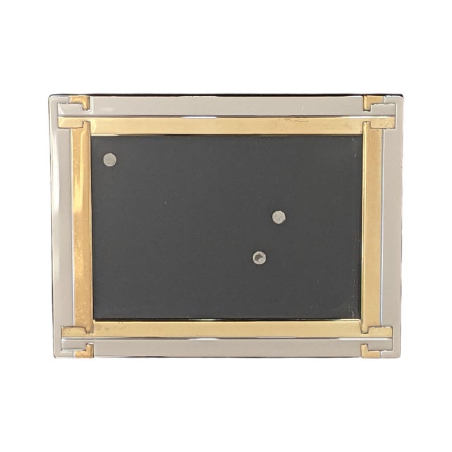 Vintage Cartier Style Brass and Chrome Picture Frame For Sale - Image 10 of 12