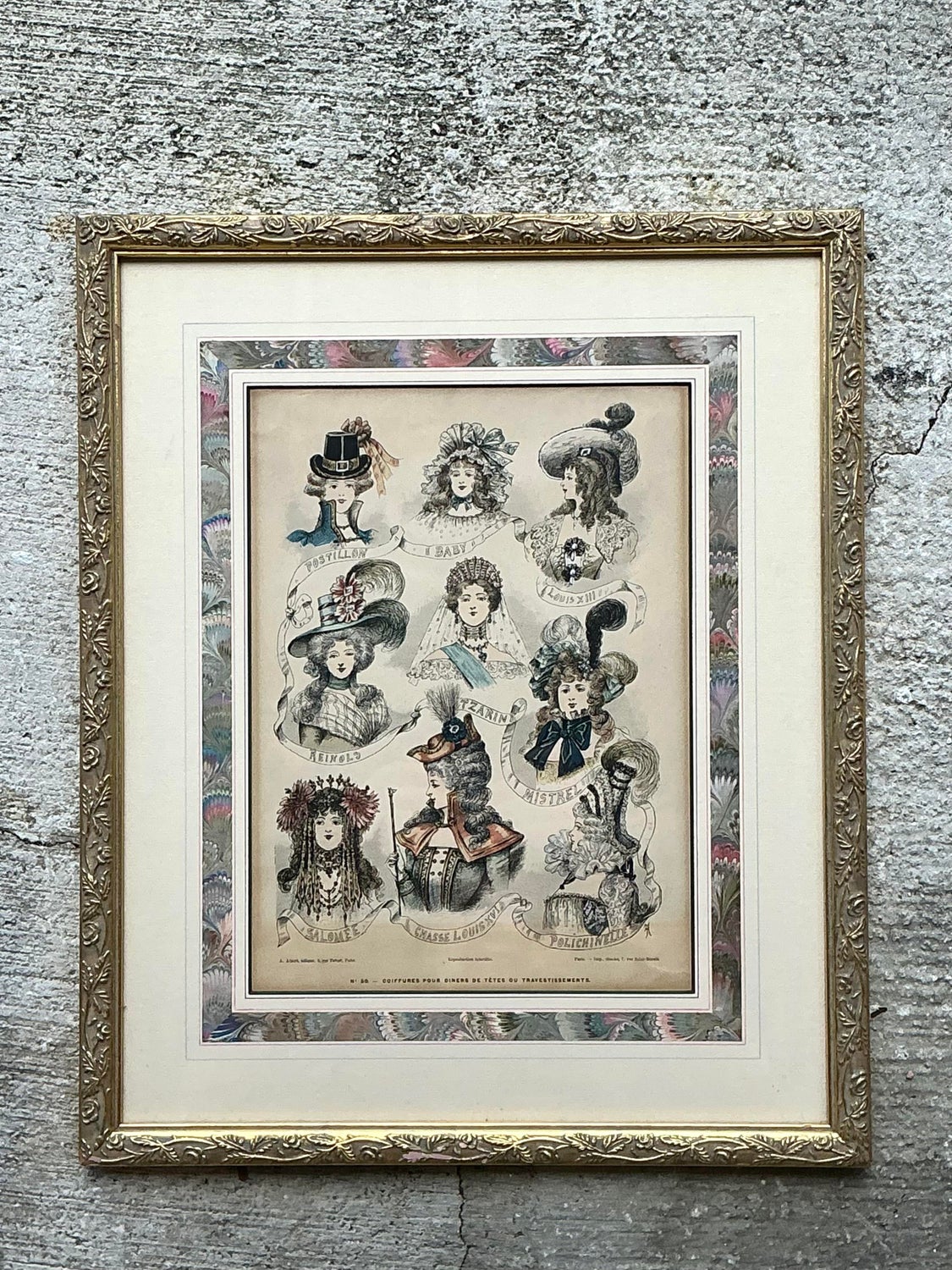 Vintage 18th Century French Coiffure Etching - Detail view
