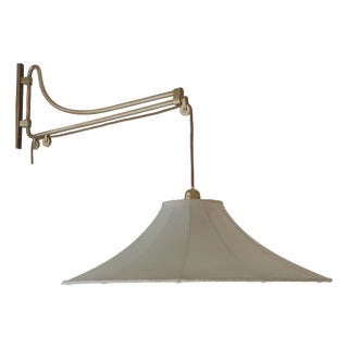 Wall Lamp with Adjustable Arm and Fabric Shade, Italy, 1950s For Sale