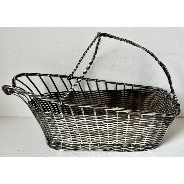 French Vintage French Silver Mesh Wine Bottle Caddy For Sale - Image 3 of 8