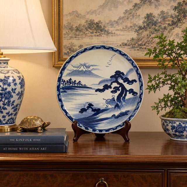 A stunning Early 20th Century Mount Fuji pictorial Japanese Charger from the Taisho to Showa Era. Katakana markings on the...
