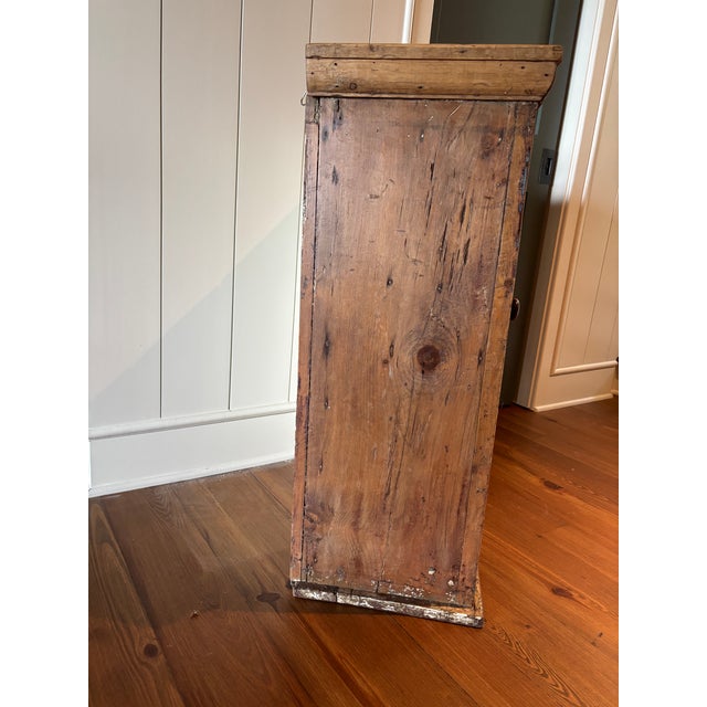 19th Century Primitive French Pine Hanging Cabinet, Original Painted Interior For Sale - Image 10 of 16