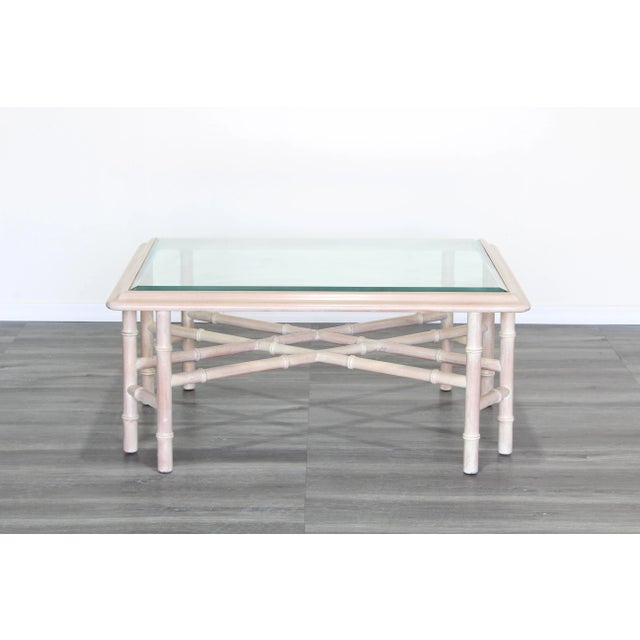 Vintage Faux Bamboo Coffee Table With Glass Top For Sale - Image 10 of 10