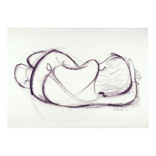 Alfred Fuchs, Lying Boy, 1996, Charcoal Drawing For Sale