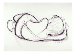 Alfred Fuchs, Lying Boy, 1996, Charcoal Drawing