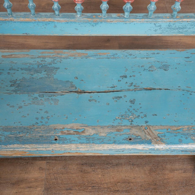 Rustic 19th Century Blue Painted Pine Bench, Denmark For Sale - Image 10 of 14