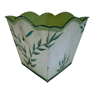 Hand Painted Square Tole Cachepot