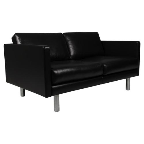 Metal Model 220 Black Leather Three-Seater Sofa by Erik Jørgensen For Sale - Image 7 of 7