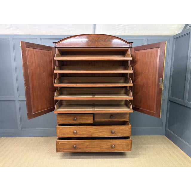 Georgian Inlaid Mahogany Linen Press, 1824 For Sale - Image 9 of 18