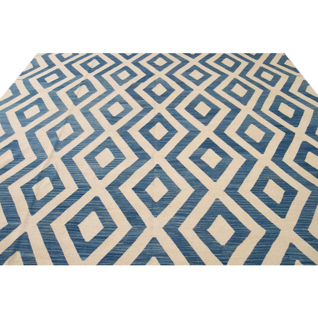 1950s Doris Leslie Blau Vintage Geometric Light Beige Hand-Knotted Wool Rug For Sale - Image 5 of 17