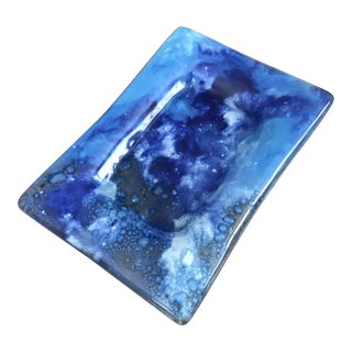 Vintage Blue Murano Glass Style Catchall For Sale