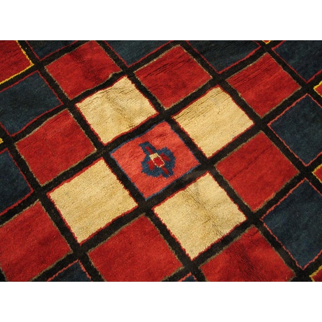 Tribal 1930s Multicolor Checks Tribal Antique Persian Gabbeh Rug 6'8" X 10'2" Handknotted Wool Carpet For Sale - Image 3 of 6