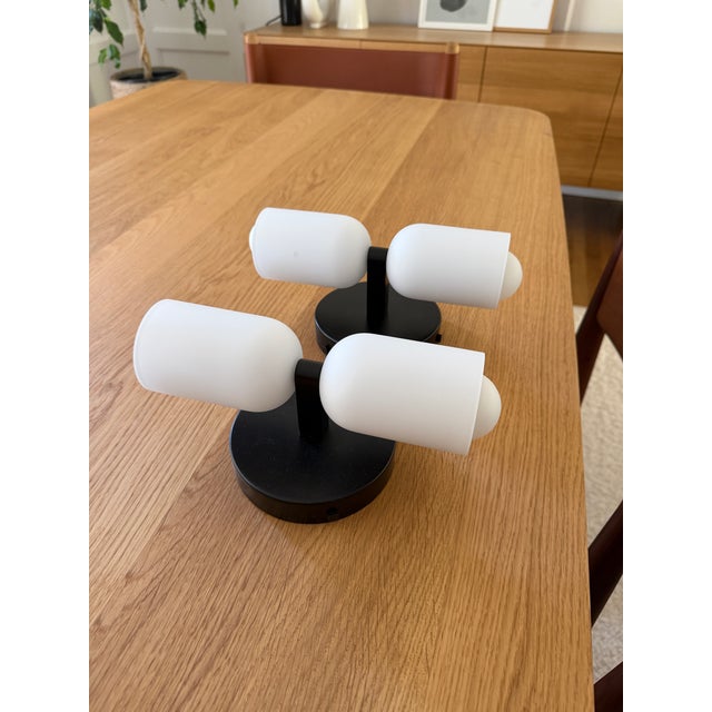 Metal "In Common With" Glass Up Down Wall Sconces in Black - a Pair For Sale - Image 7 of 7