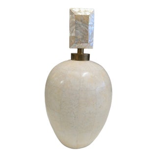 Tessellated Stone & Mother-of-Pearl Sculptural Jar With Oversized Finial For Sale