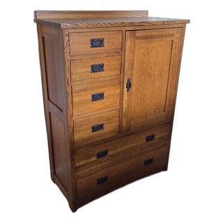 Cedar-Lined Mission Oak Tall Dresser/Cabinet For Sale