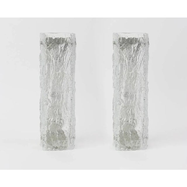 Large German Murano Ice Glass Vanity Sconces by Kaiser, 1970s For Sale - Image 4 of 6