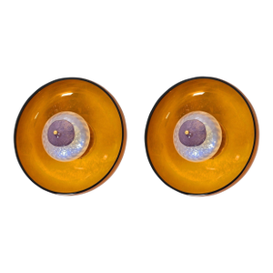 1990s Amber Mid Century Modern Murano Glass Sconces - a Pair